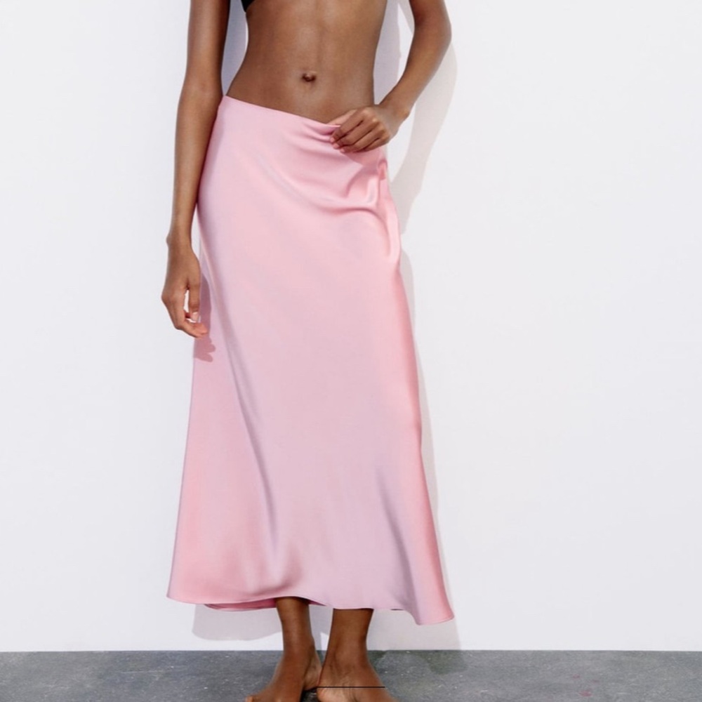 Zara satin slip midi skirt